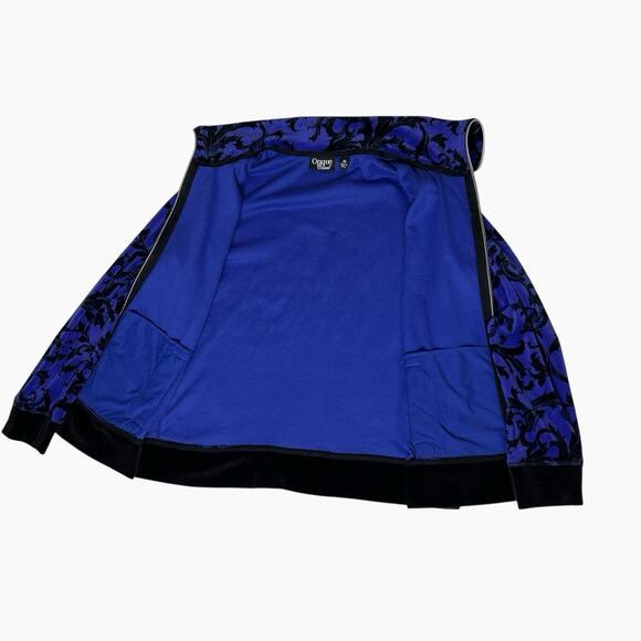 Onque Casual Sweater Jacket Womens Medium Black Purple Velour Full Zip Soft - Picture 7 of 9